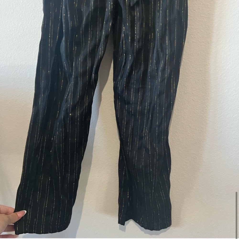 Free People Black Lurex Gold Pinstripe Jumpsuit - Picture 11 of 15
